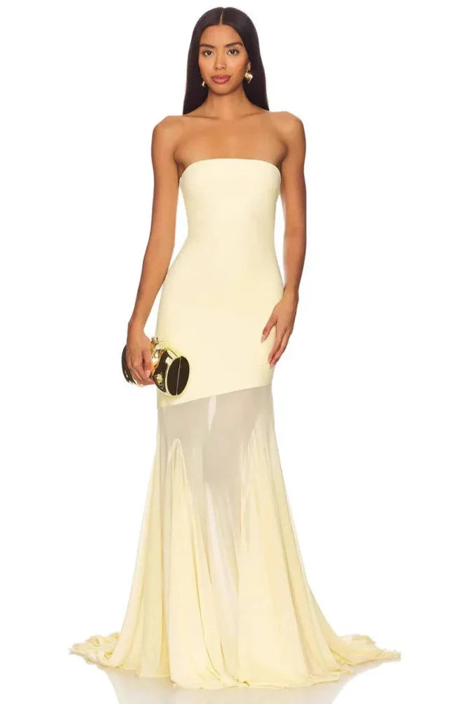 Off-Shoulder Strapless Sleeveless Backless Bodycon Maxi Dress