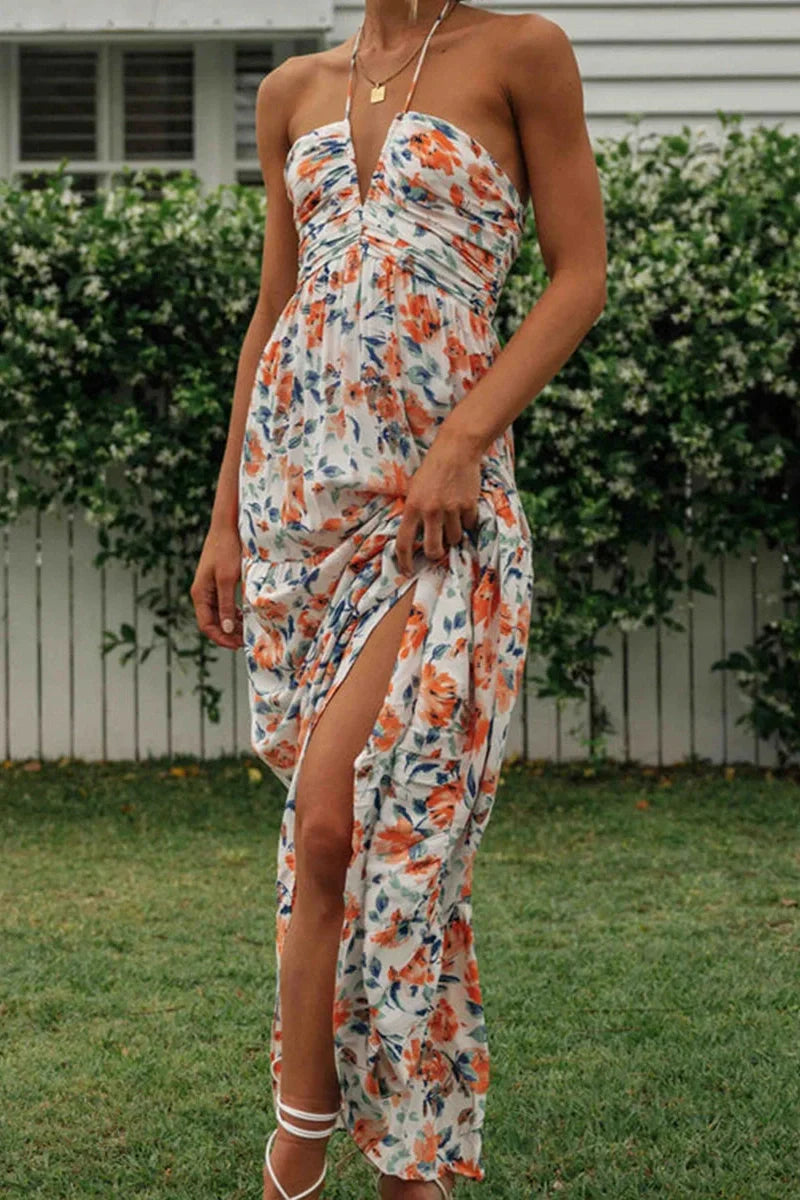 Elegant Sleeveless Tie-Up Maxi Dress