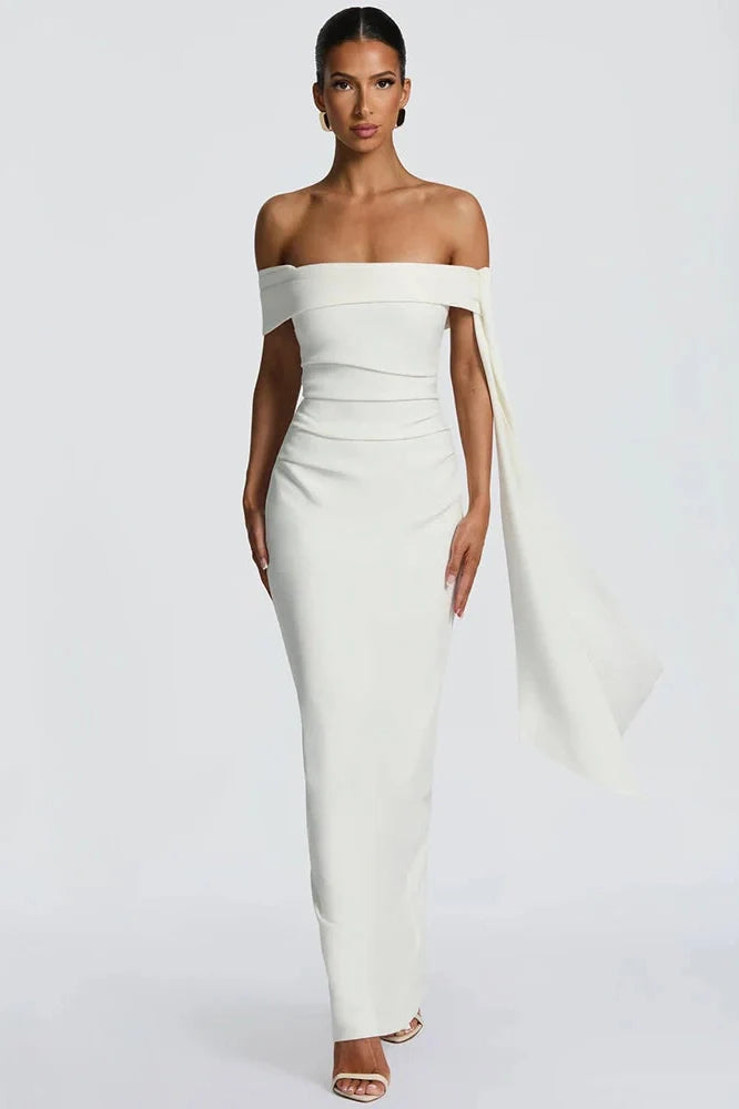 Off-Shoulder Strapless Sleeveless Backless Bodycon Maxi Dress