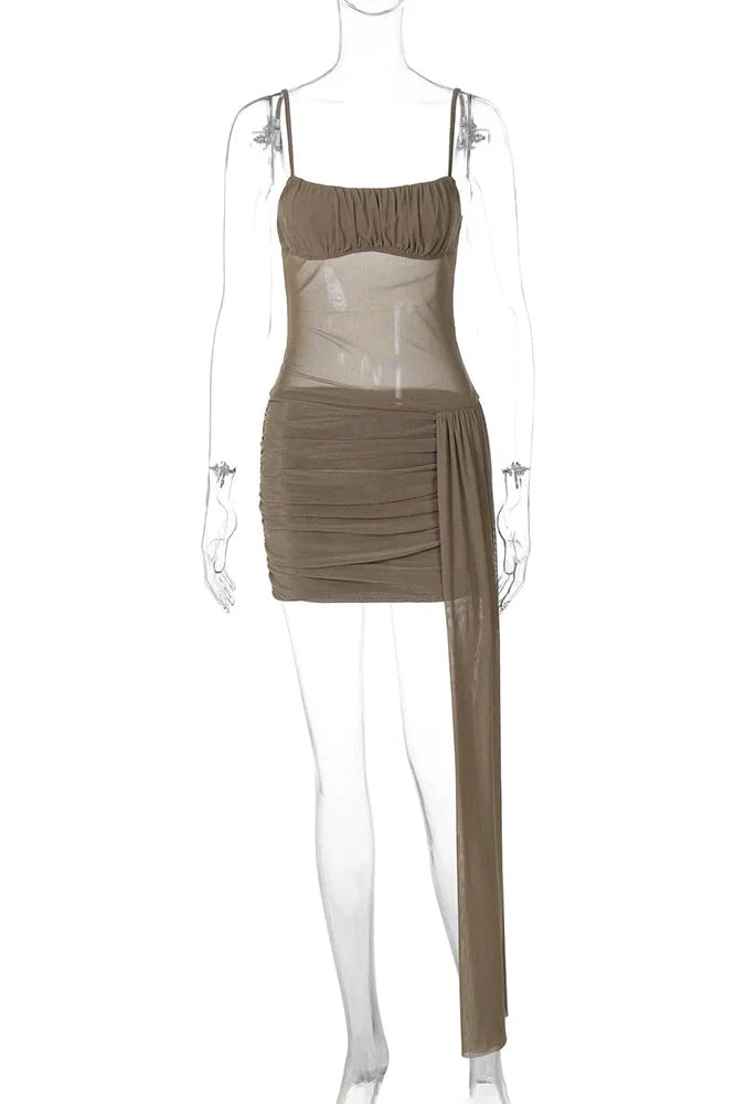 Elegant Slim See Through Sleeveless Mini Dress