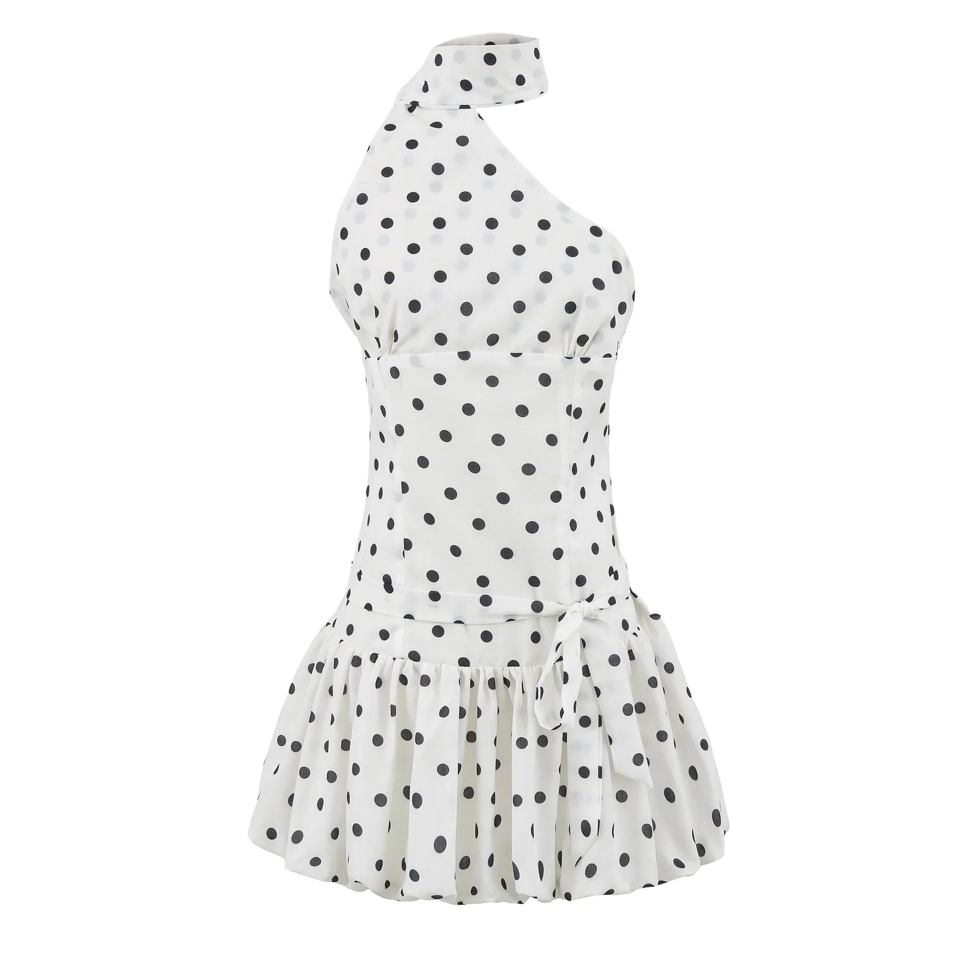 Polka Dot Scarf Ribbon Mini Dress