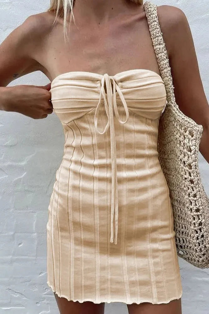 Strapless Off-Shoulder Knitted Bodycon Mini Dress