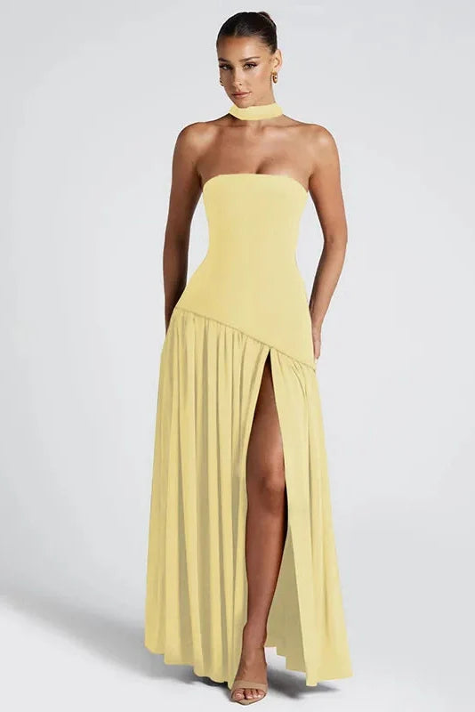 Elegant Backless Strapless Bodycon Maxi Dress