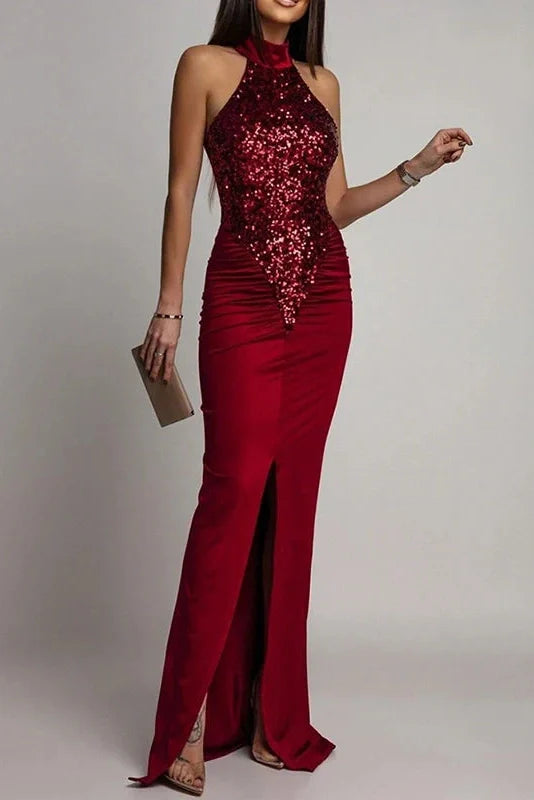 Hollow Out Pleated Sleeveless Slim Bodycon Maxi Dress