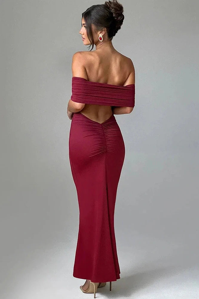 Strapless Off-shoulder Sleeveless Backless Maxi Dress