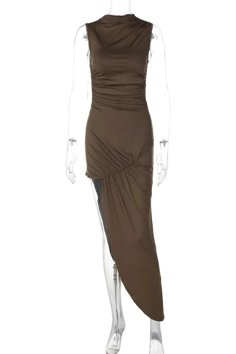 O Neck Sleeveless High Waist Split Maxi Dress