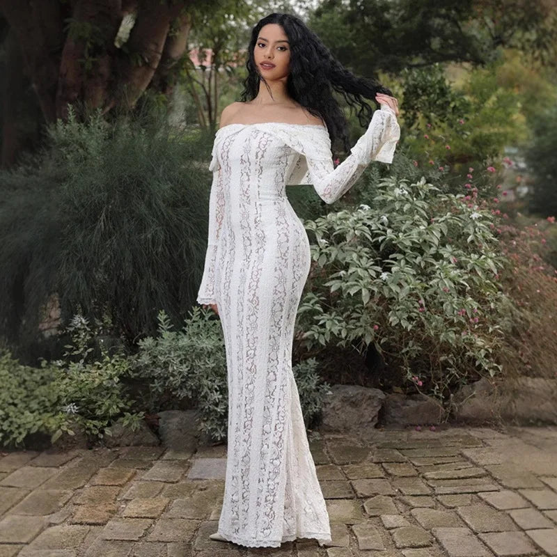 Hollow Out Long Sleeve Bodycon Maxi Dress