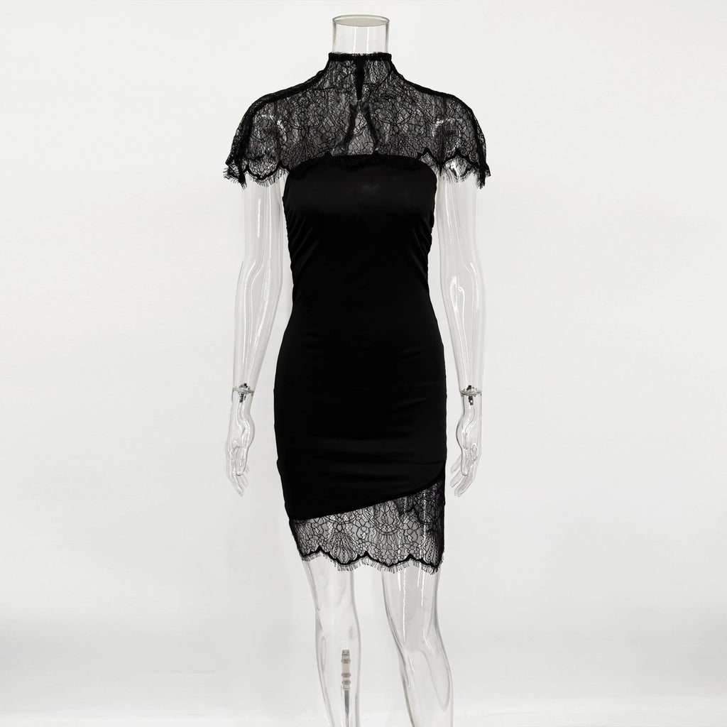 Strapless See Through Patchwork Backless Maxi Dress
