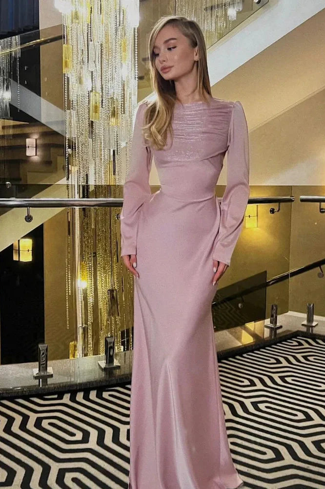 O-Neck Long Sleeve High Waist Maxi Dress
