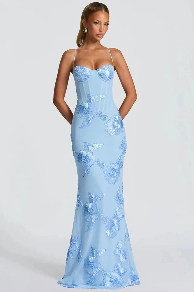Spaghetti Strap Backless Sleeveless Bodycon Maxi Dress