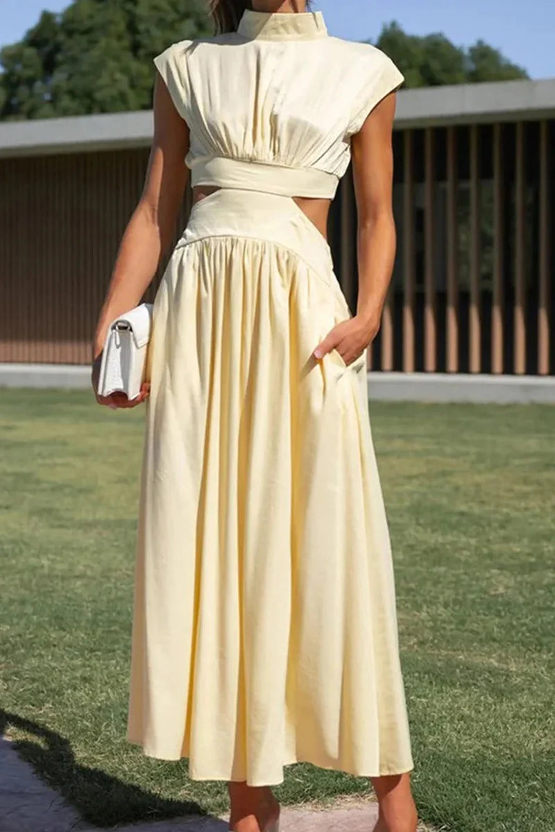 Hollow-Out Sleeveless Loose Maxi Dress