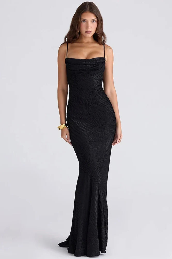 Spaghetti Strap Backless Zipper Sleeveless Maxi Dress
