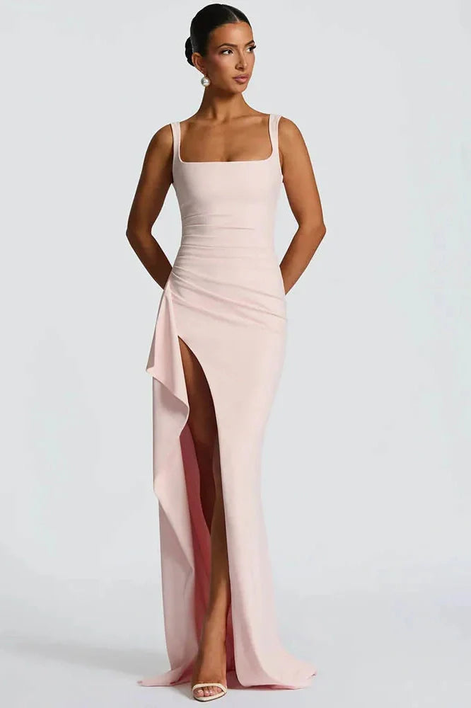 Spaghetti Strap Sleeveless Backless High Split Maxi Dress