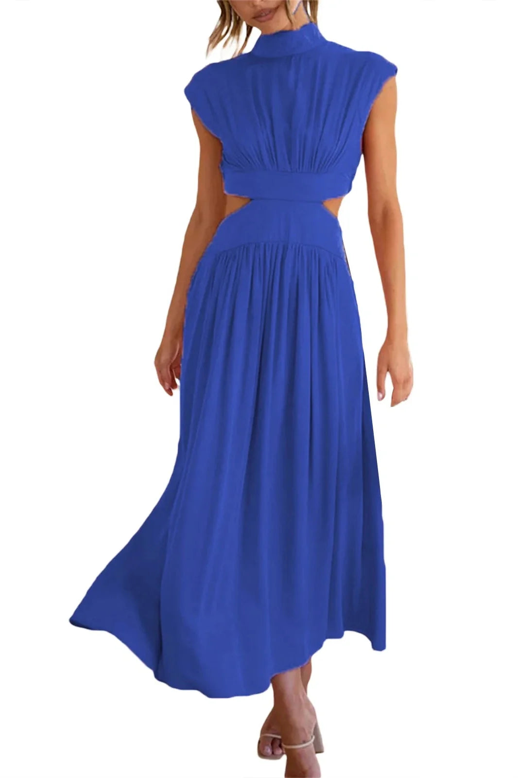 Hollow-Out Sleeveless Loose Maxi Dress