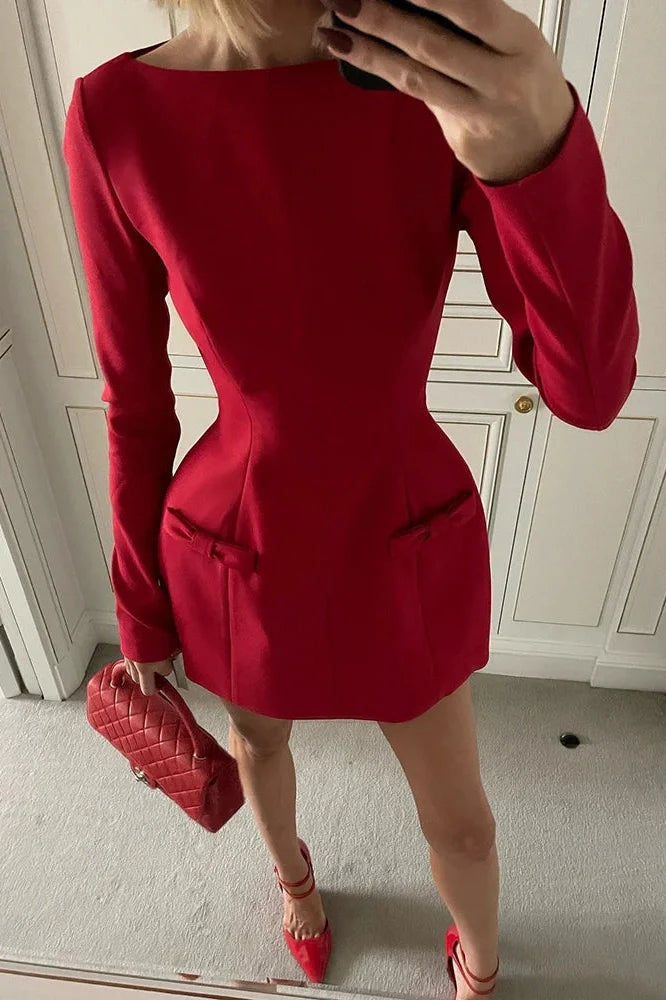 Long Sleeve High Waist Bodycon Mini Dress