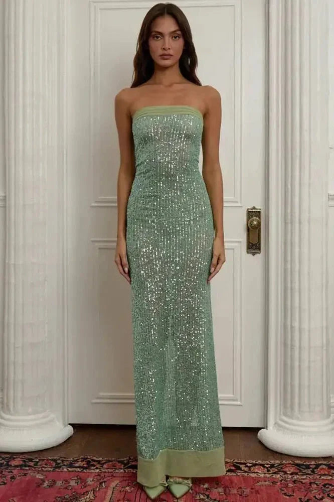 Strapless Off-shoulder Sleeveless High Split Maxi Dress