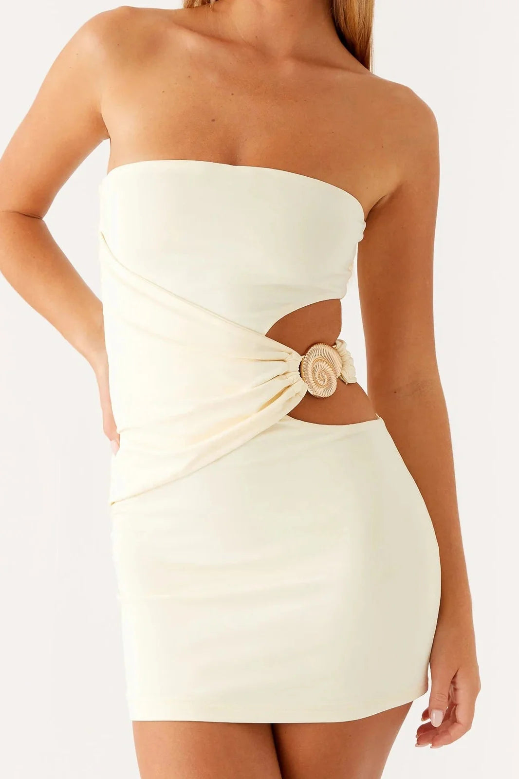 Hollow Out Strapless Slim Fit Bodycon Mini Dress