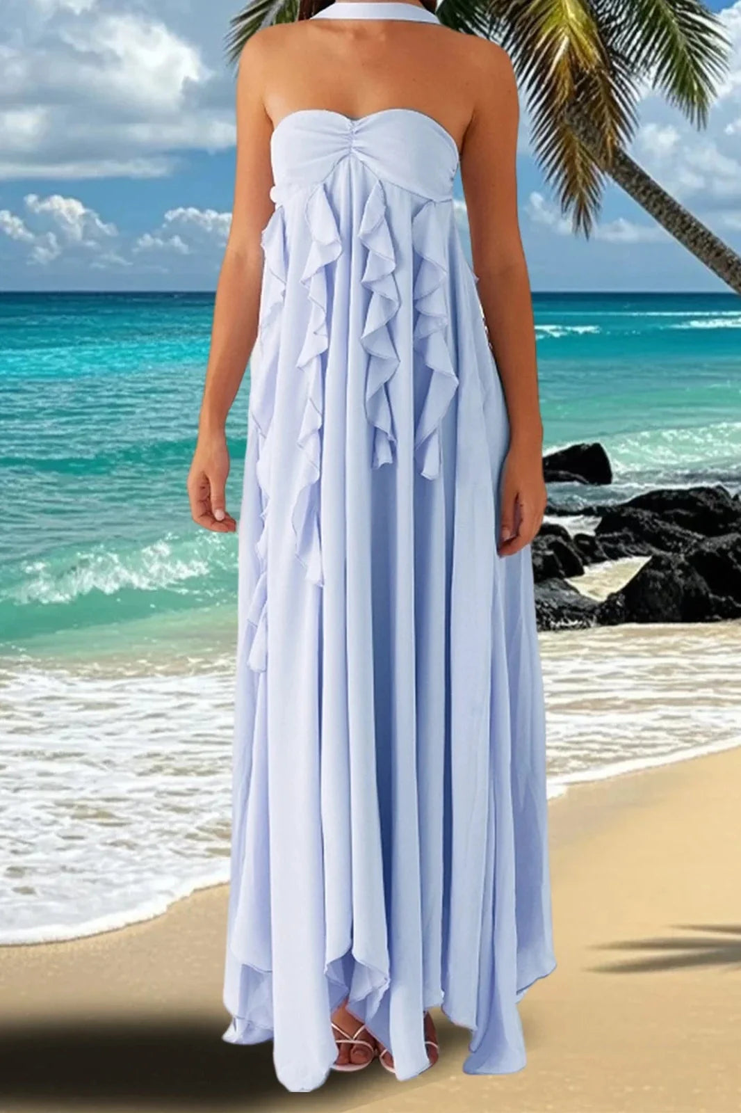 Elegant Sleeveless Backless A-Line Maxi Dress