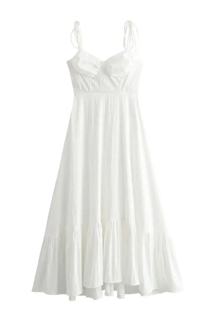 Patchwork Spaghetti Straps Slim Pleated Maxi Dress