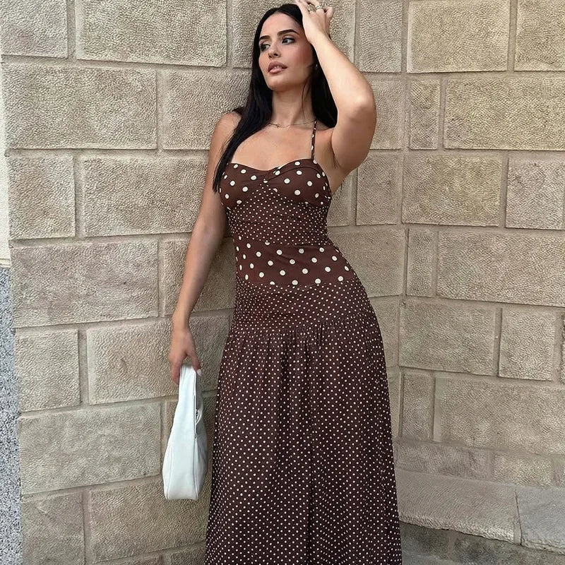 Elegant Pleated Backless Maxi Dress