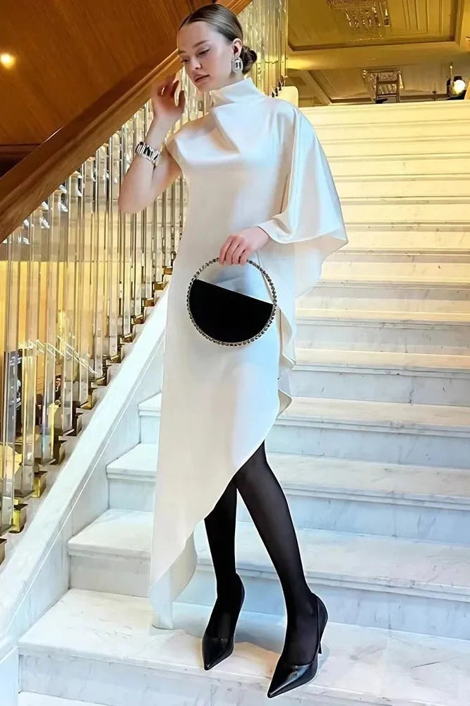 Elegant Sleeveless Turtleneck Irregular Maxi Dress