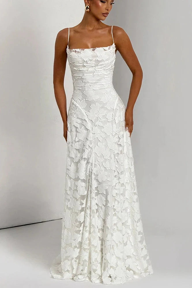 Spaghetti Strap Backless Off-Shoulder Sleeveless Lace-Up Maxi Dress