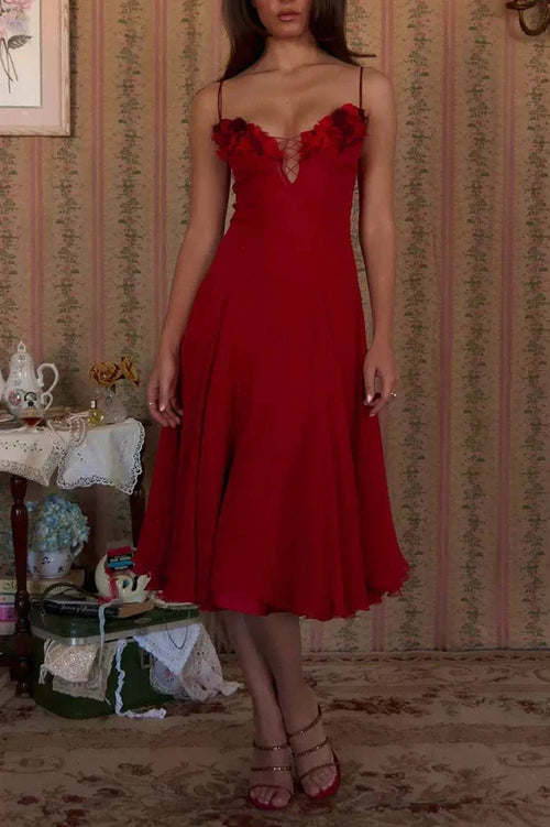 Elegant Backless Sleeveless Slim Lace Up Midi Dress
