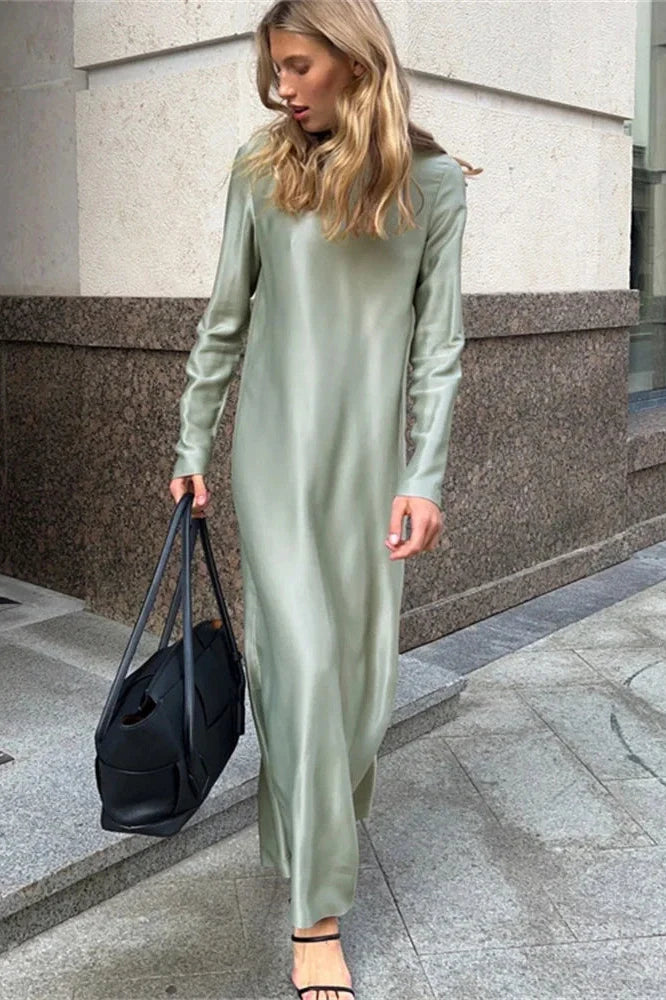 Patchwork High Waist Split Maxi Dress