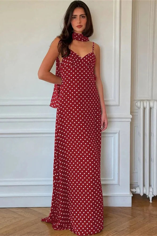 V-Neck Backless Patchwork Printed Maxi Dress