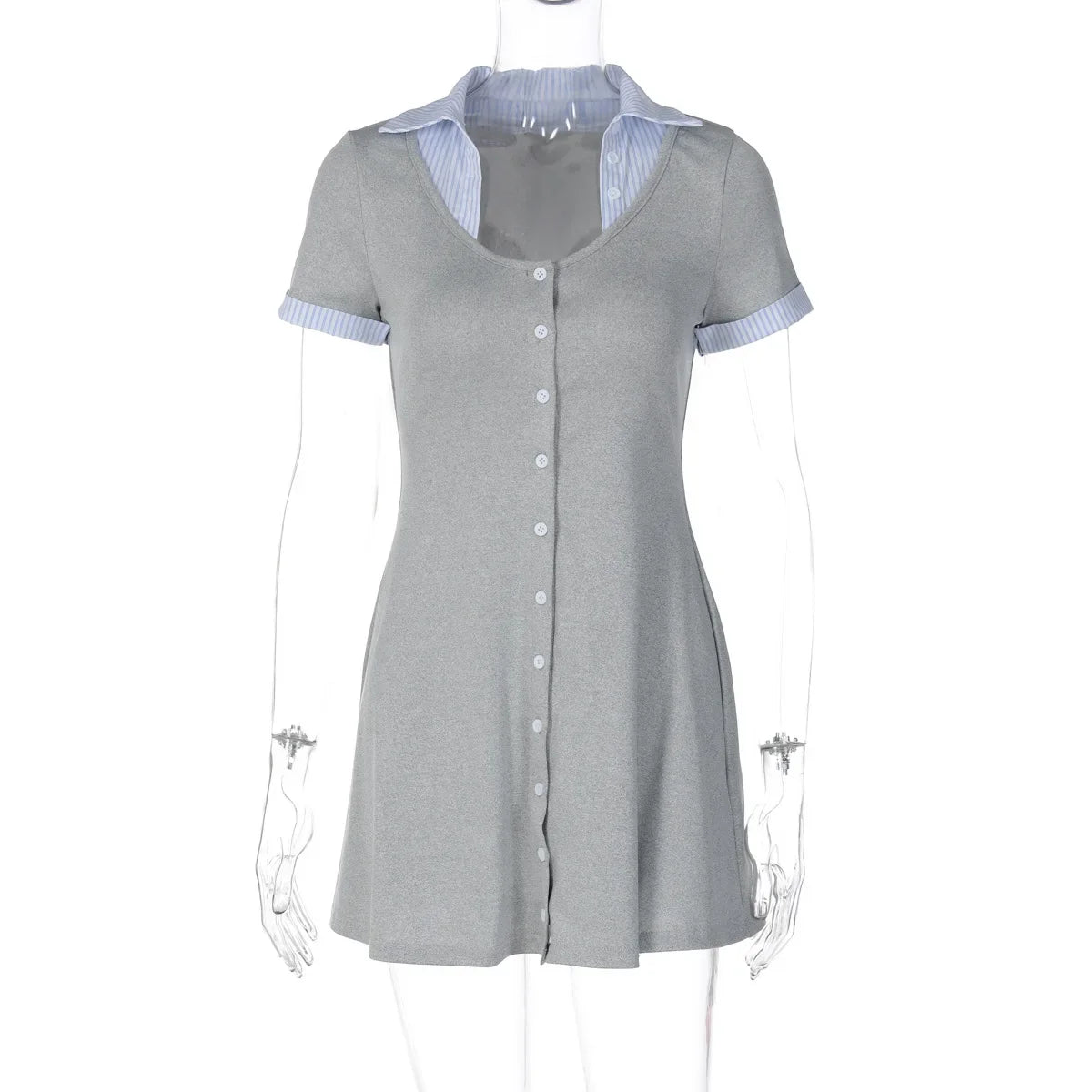 Patchwork Short Sleeved Mini Dress