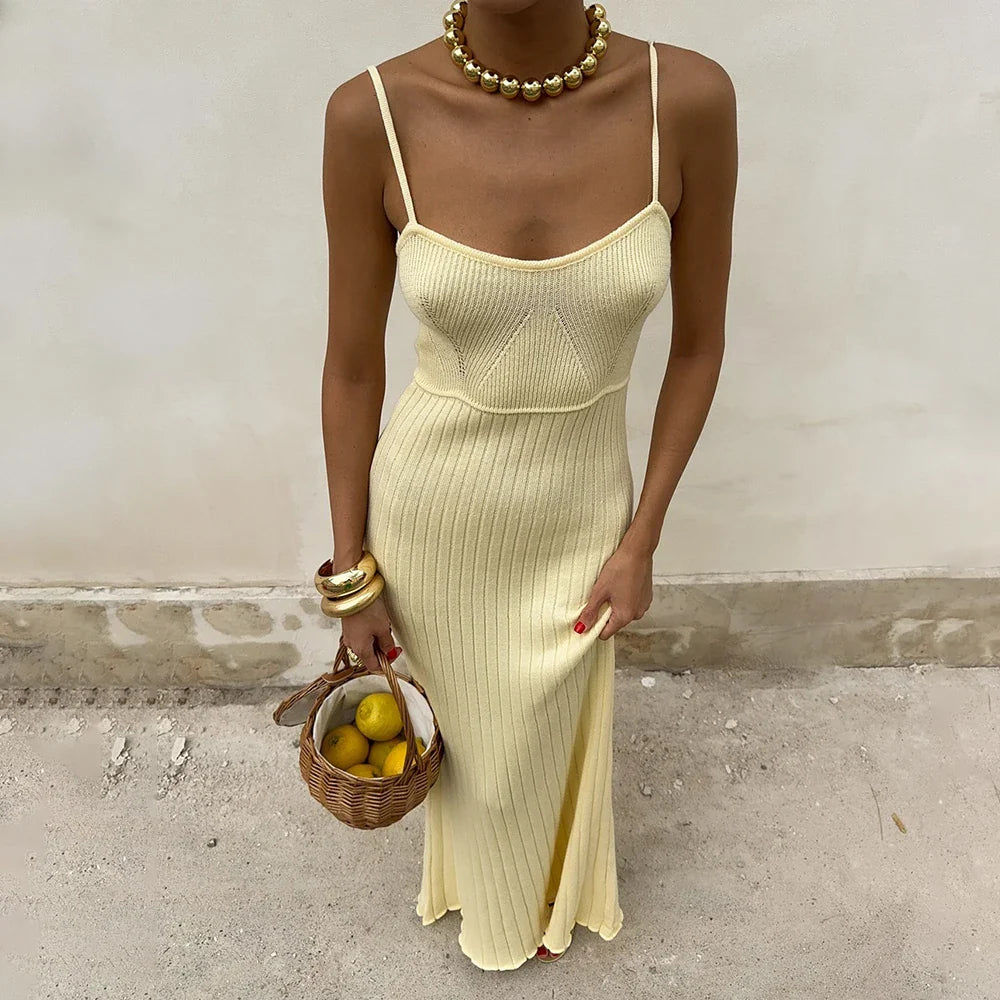 Sleeveless Spaghetti Strap Slim Maxi Dress