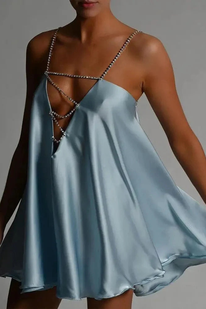 Hollow V-Neck A-Line Mini Dress