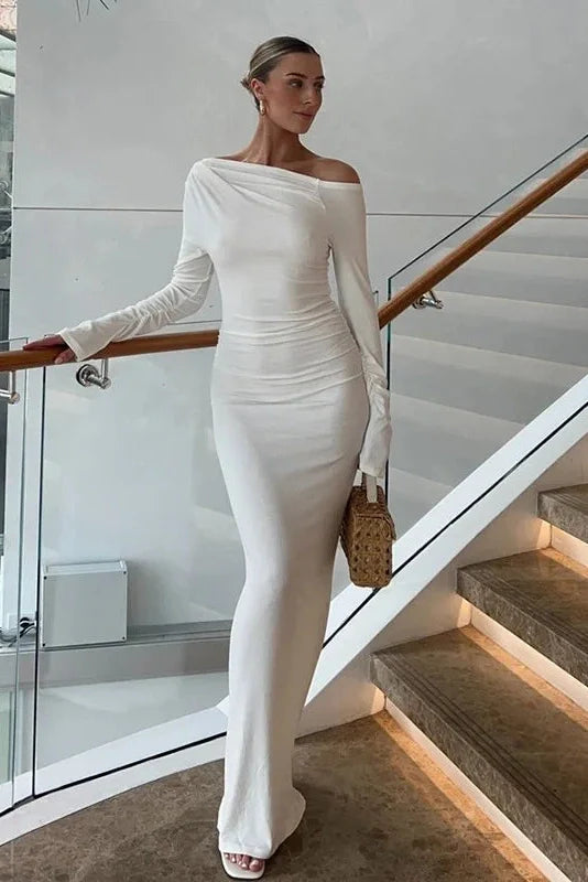 Elegant Long Sleeve Bodycon High Waist Maxi Dress