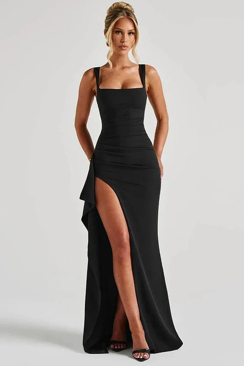 Backless Spaghetti Strap Sleeveless High Split Maxi Dress