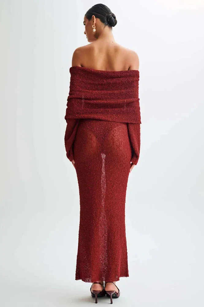 Hollow Out Off-Shoulder Maxi Dress
