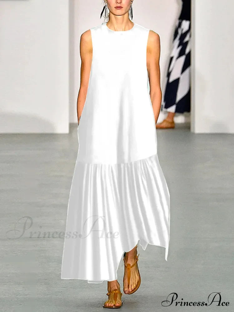A-Line Long Sleeves Pleated Solid Classic Color Lapel Collar Midi Dresses