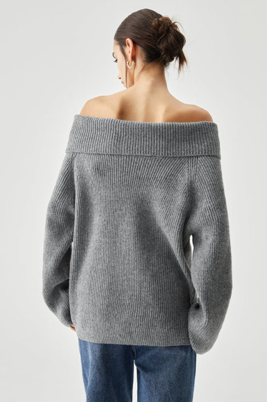 Off Shoulder Knit Pullover Sweater