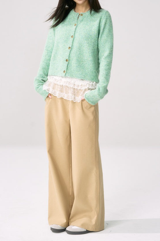 Green Roll Sleeve Cardigan