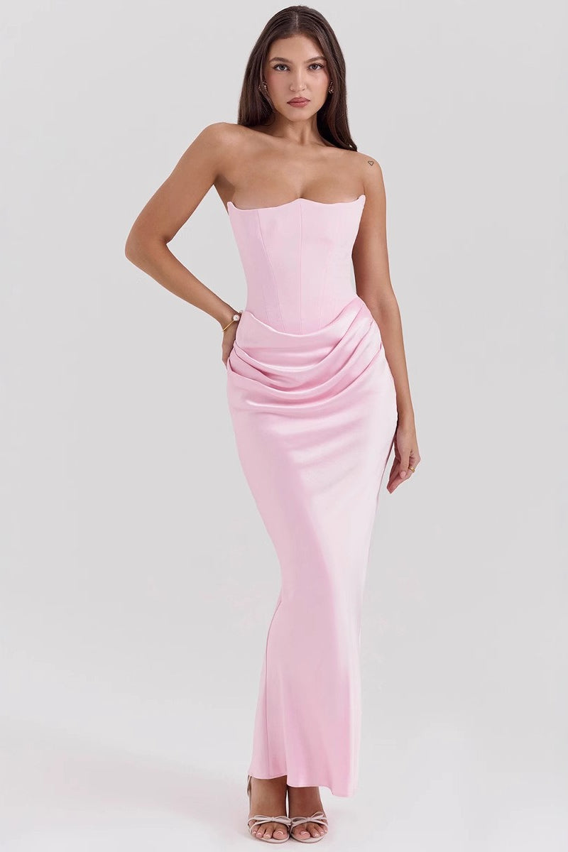 Strapless Boned Corset Bodycon Maxi Dress