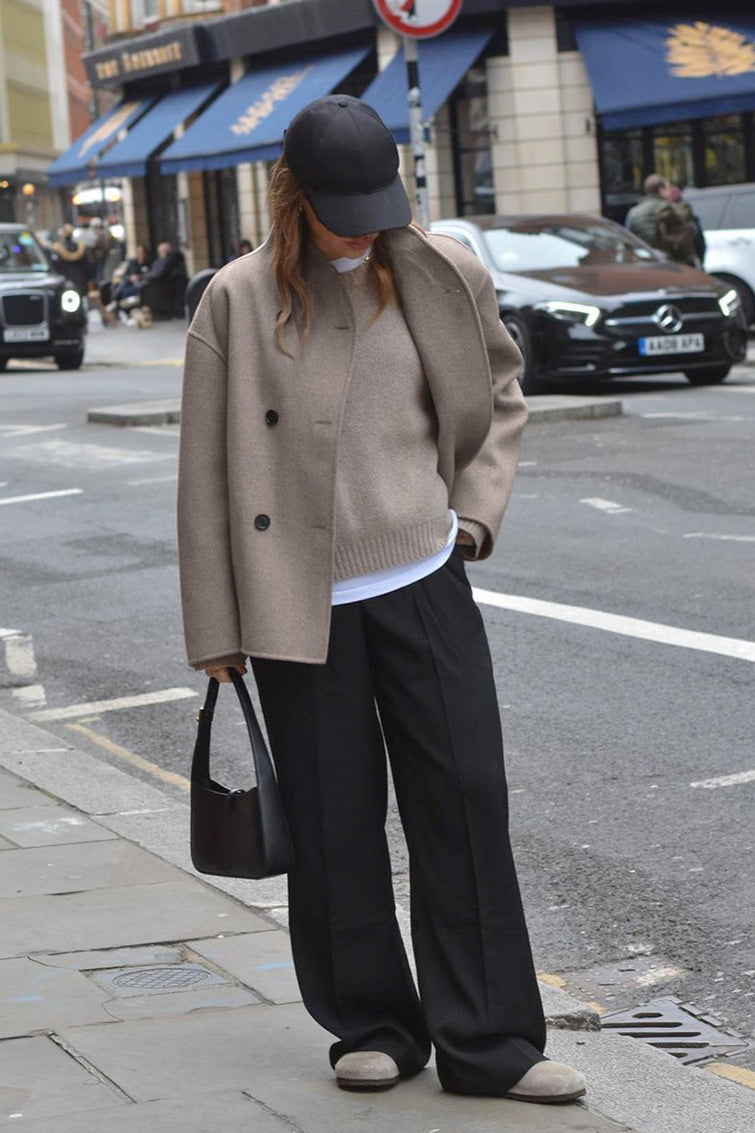 Brown Double-Breasted Blazer Coat
