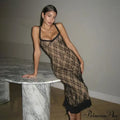 Backless Mesh Lace Maxi Dress