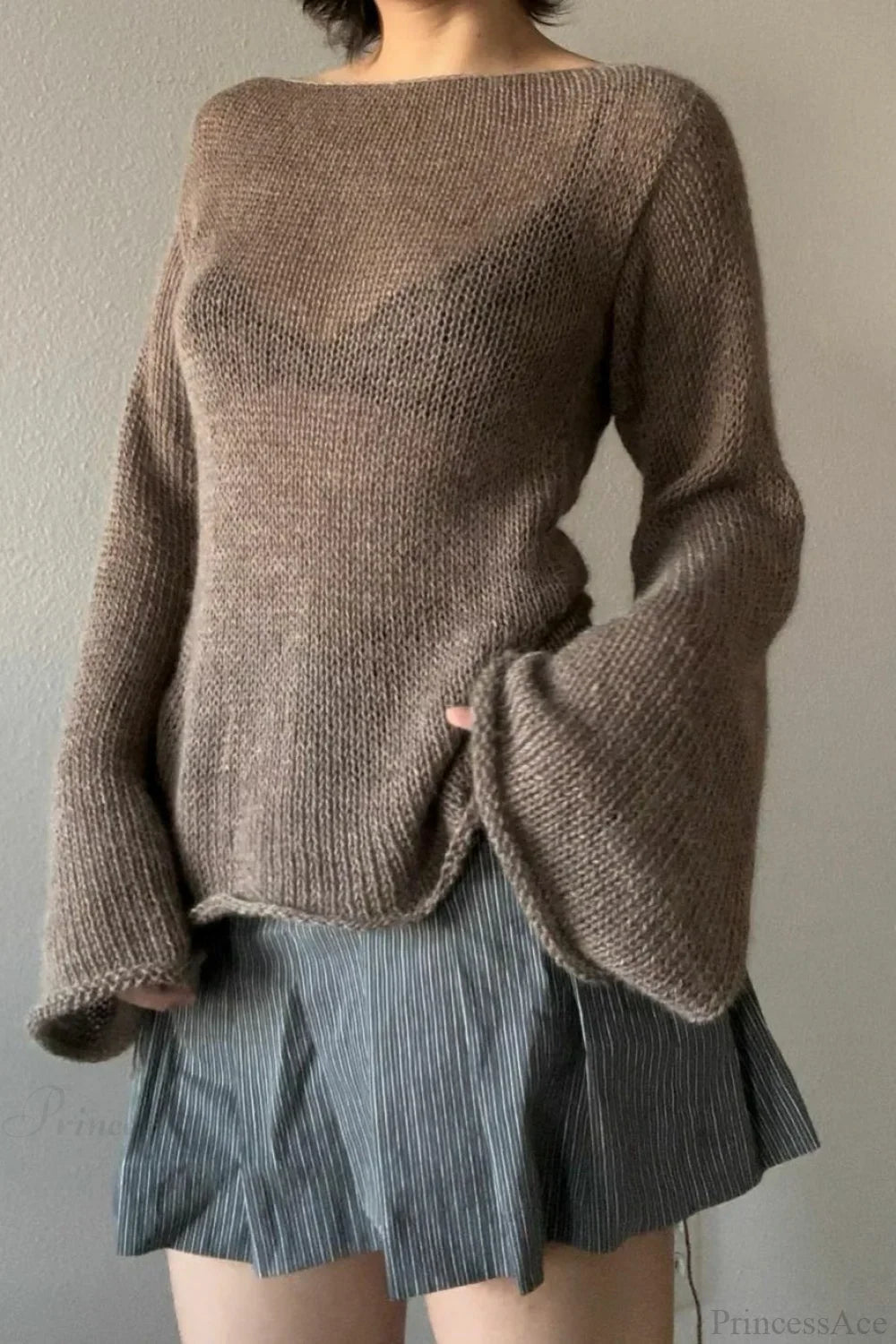 Bell Sleeve Tie Back Knit Sweater