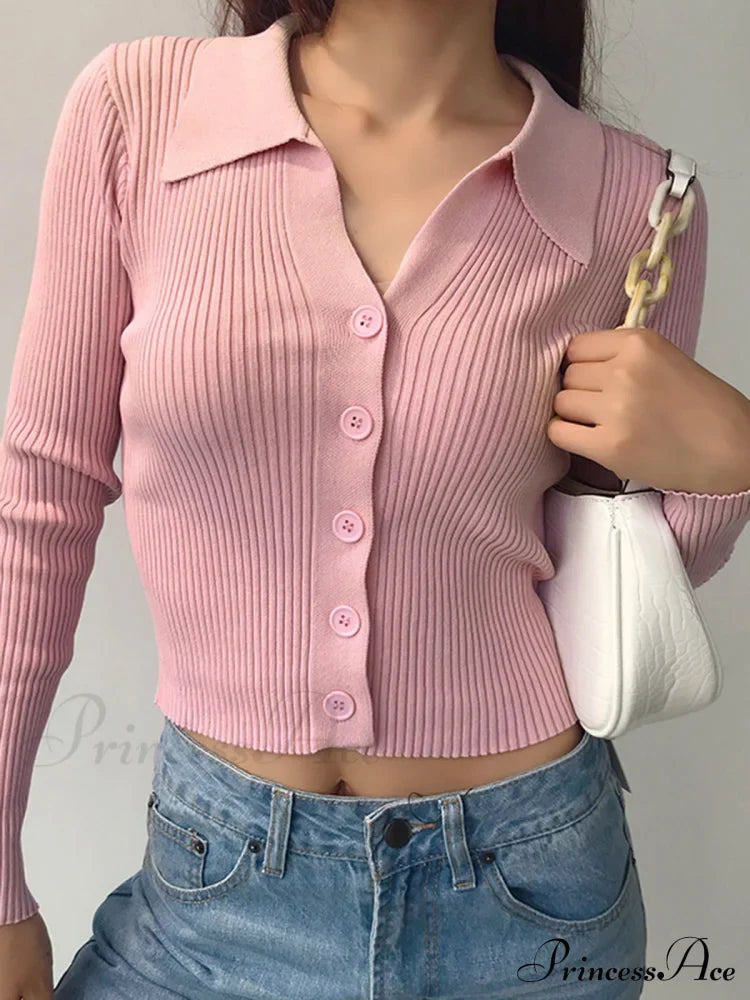 Button Up Graceful Collared Cardigan