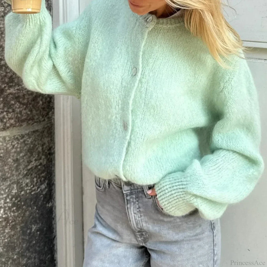 Button Up Lightweight Solid Cardigan