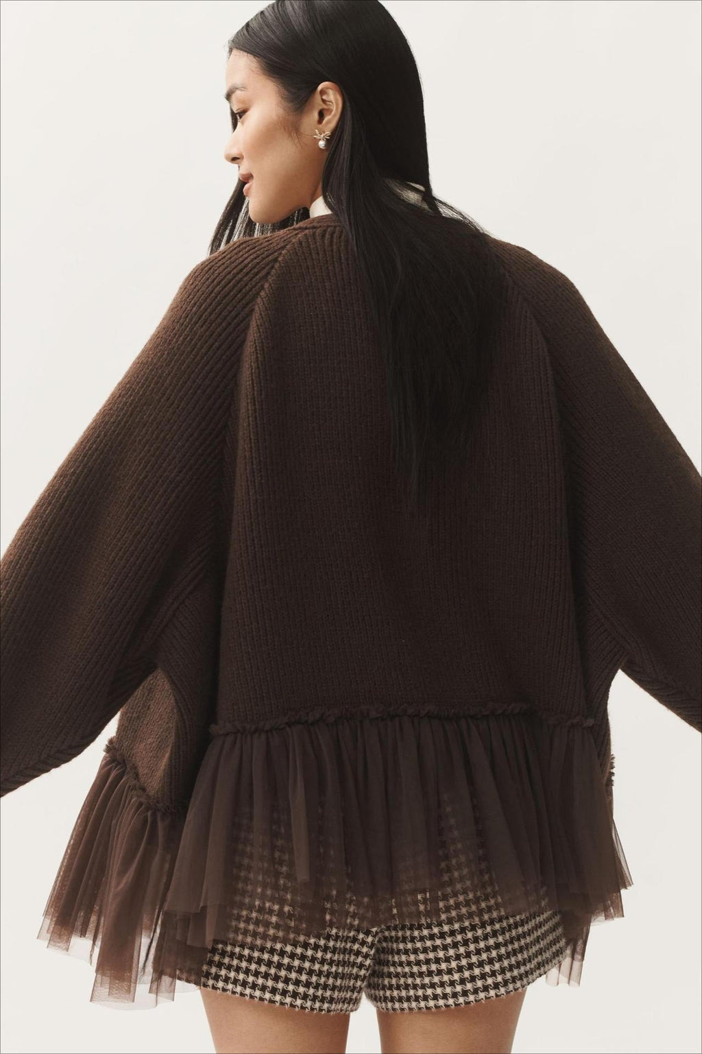 Sheer Ruffle Knit Cardigan