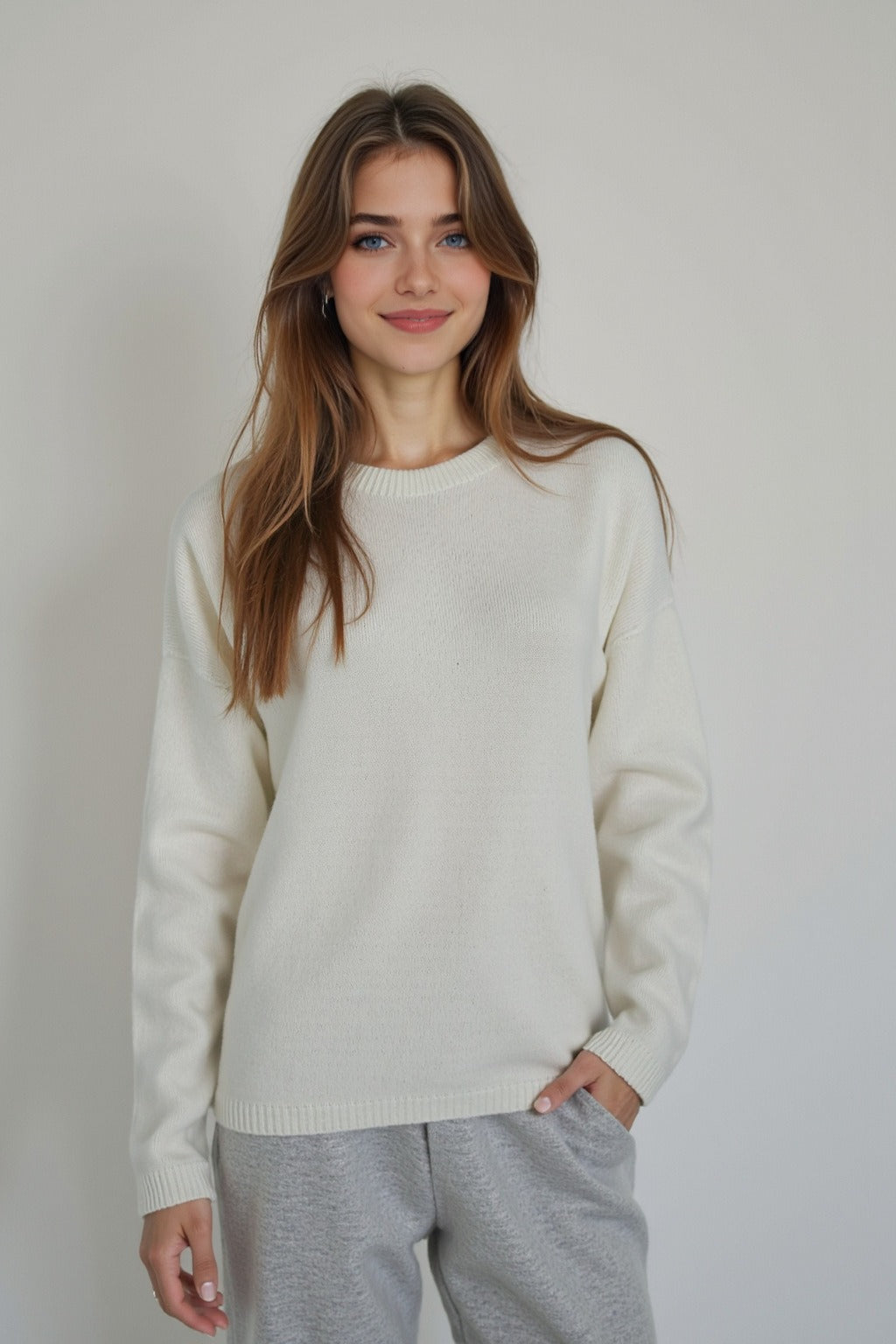 Seamless Knit Wool Pullover Sweater