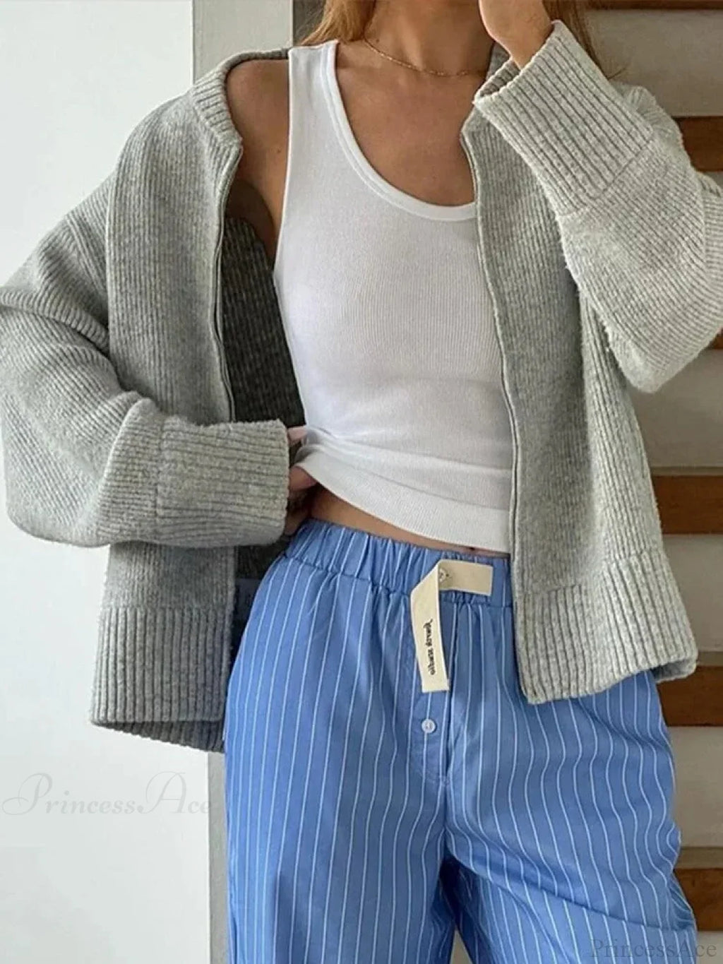 Casual Solid Slim Zipper Cardigan