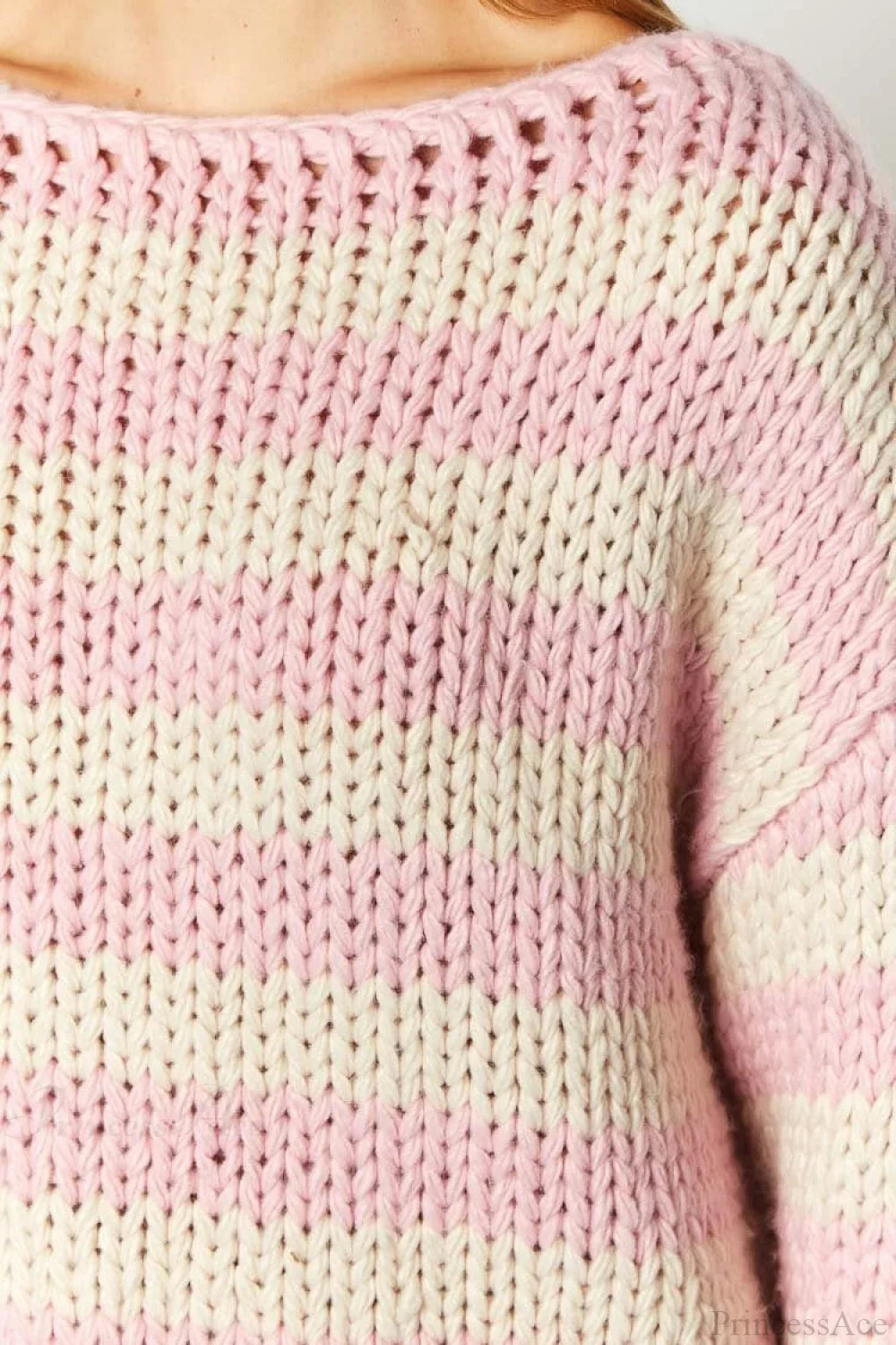 Colorblock Off-the-shoulder Stripe Casual Loose Sweater