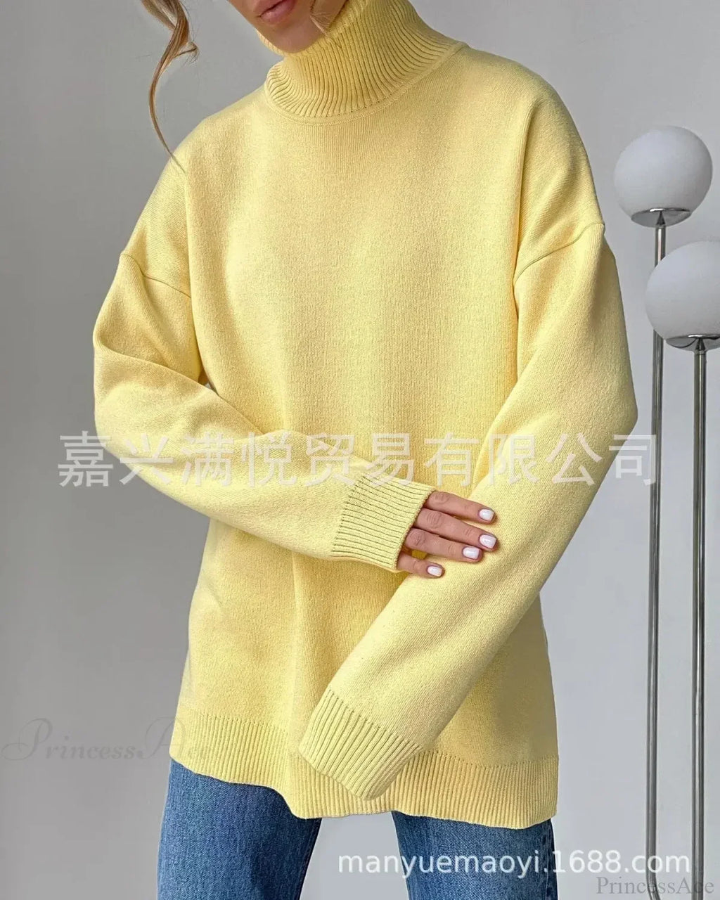 Colorblock Turtleneck Thick Sweater