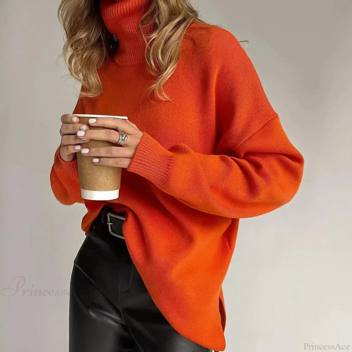 Colorblock Turtleneck Thick Sweater